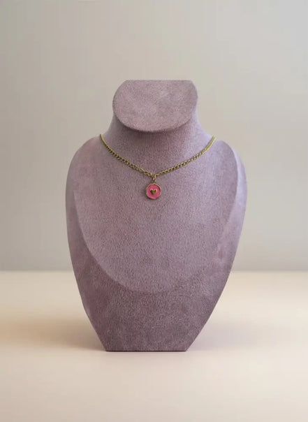 Heart Pendant-Edelstahl Gold-Orange & Pink & Turquoise - Halskette