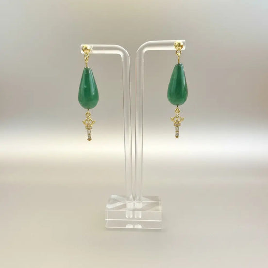 Aeriselle-Mage the Green Moon Earrings-Edelstahl- Zirkonia Gold - Ohrringe