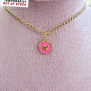 Heart Pendant-Edelstahl Gold-Orange & Pink & Turquoise - Halskette