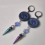 Mystic Shell Spike Ohrringe – Edelstahl- Rainbow & Grün - Ohrringe