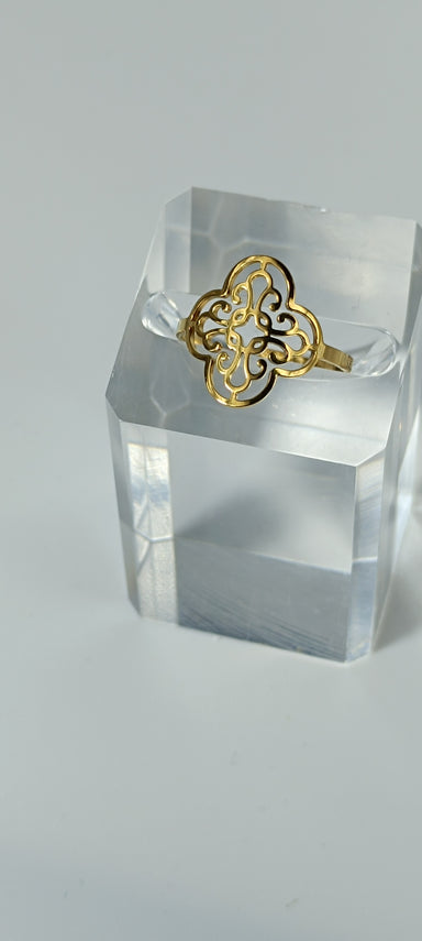 Solvaris-Baroque Sun Crown Ring -Edelstahl-Gold & Silver