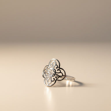 Solvaris-Baroque Sun Crown Ring -Edelstahl-Gold & Silver