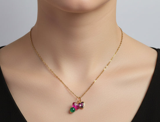 Aeriselle-Green Moon Elf Pendant-Edelstahl Gold