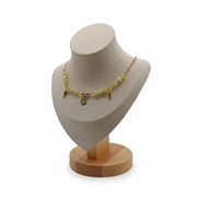 Halskette aus Glassperlen und Naturstein Perlen Seraphinit , abgeschlossen mit einer goldenen Kette