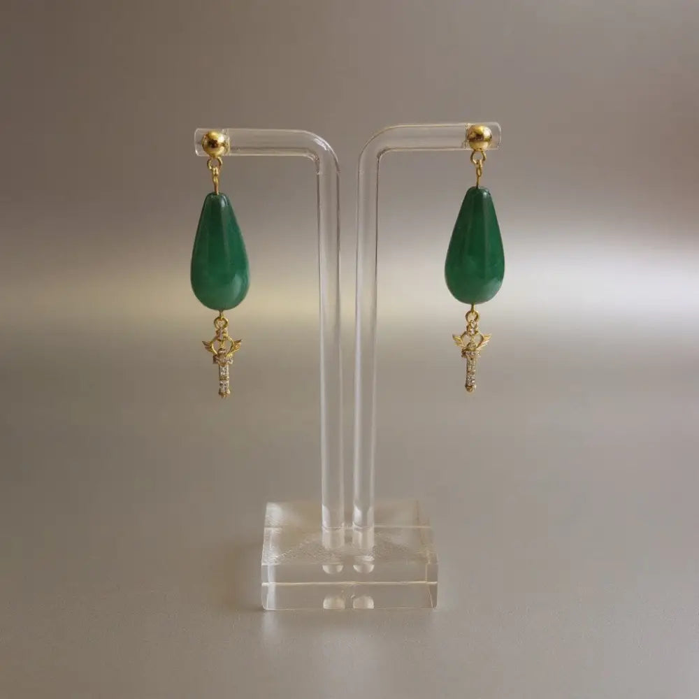 Aeriselle-Mage the Green Moon Earrings-Edelstahl- Zirkonia Gold - Ohrringe