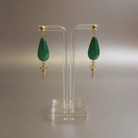 Aeriselle-Mage the Green Moon Earrings-Edelstahl- Zirkonia Gold - Ohrringe