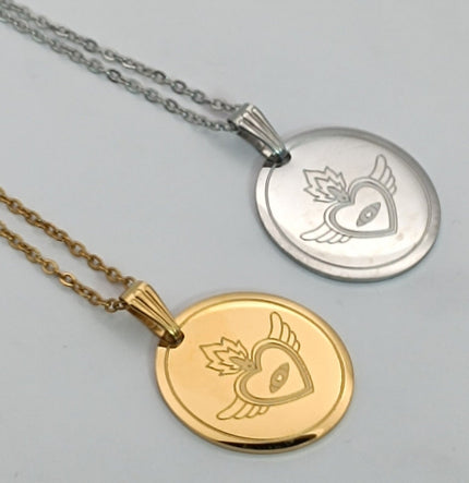 Heilige Herz Edelstahl Anhanger und Gold und Silber Edelstahl Kette