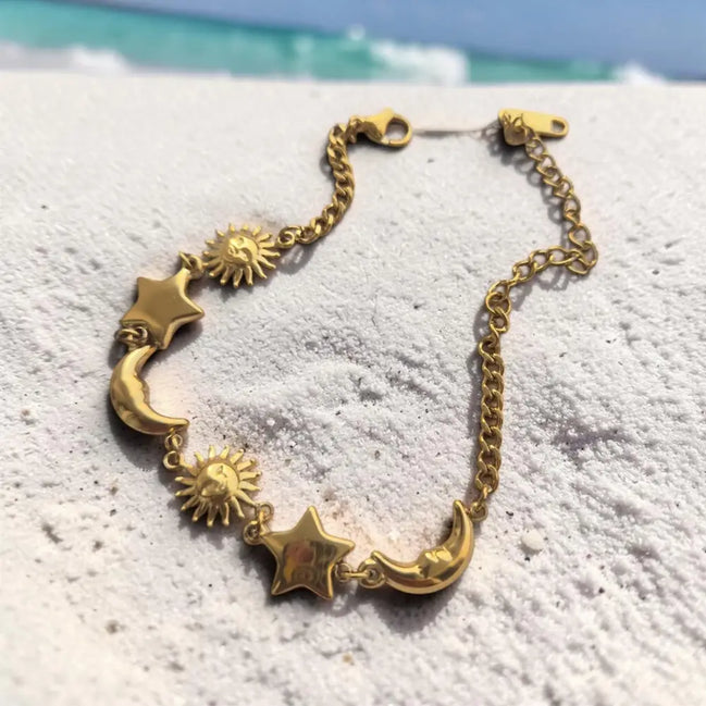 Ocean Treasure Bracelets-Sun & Moon & Smiley & Ocean - Sun & Star & Moon Link - Armbänder