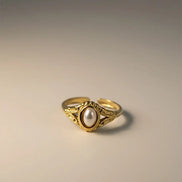 Aeriselle-Celestial Pearl Ring - Edelstahl Gold-White & Silver White - Gold - Ringe
