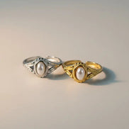 Aeriselle-Celestial Pearl Ring - Edelstahl Gold-White & Silver White - Ringe