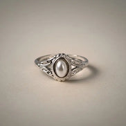 Aeriselle-Celestial Pearl Ring - Edelstahl Gold-White & Silver White - Silber - Ringe