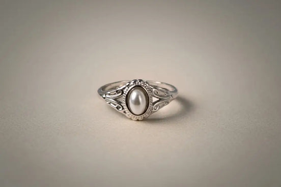 Aeriselle-Celestial Pearl Ring - Edelstahl Gold-White & Silver White - Silber - Ringe