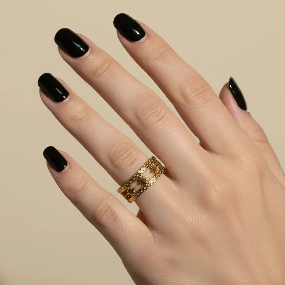 Aeriselle-Cosmic Glow Star Ring-Edelstahl Gold - Ringe