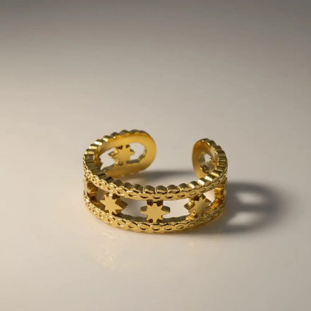 Aeriselle-Cosmic Glow Star Ring-Edelstahl Gold - Ringe