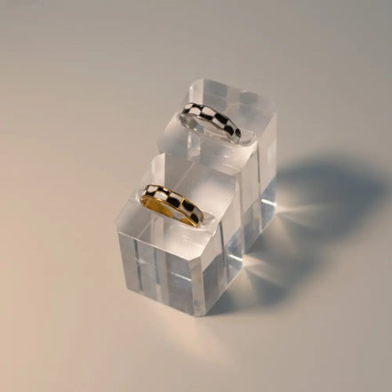 Aeriselle-Eclipse Chequered Ring Black-Edelstahl Gold & Silver - Ringe
