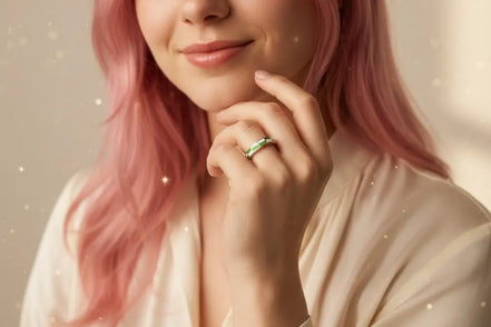 Aeriselle-Eclipse Chequered Ring Green-Edelstahl Gold & Silver - Ringe