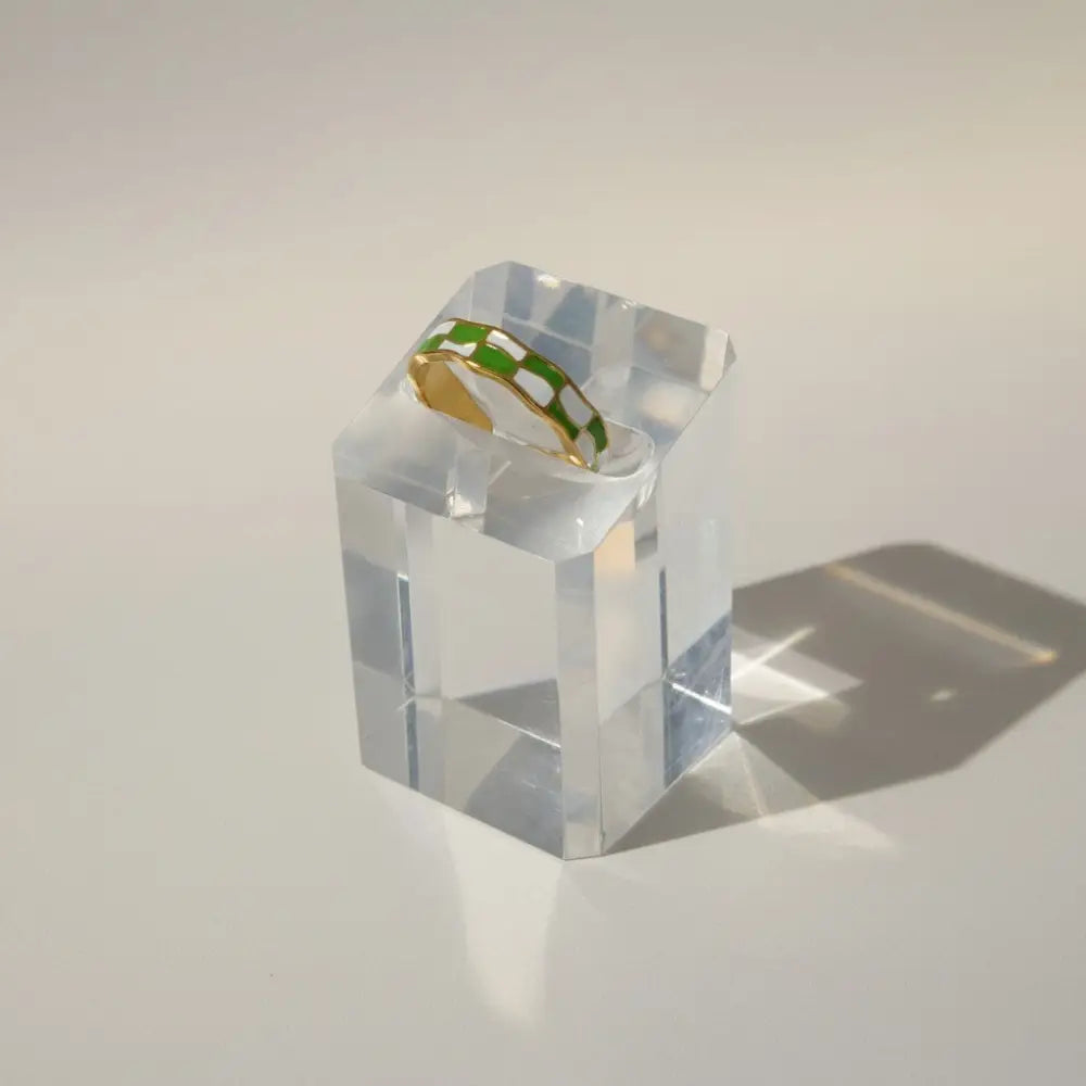 Aeriselle-Eclipse Chequered Ring Green-Edelstahl Gold & Silver - Gold - Ringe