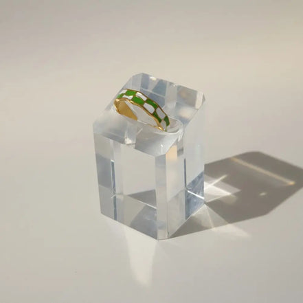 Aeriselle-Eclipse Chequered Ring Green-Edelstahl Gold & Silver - Gold - Ringe