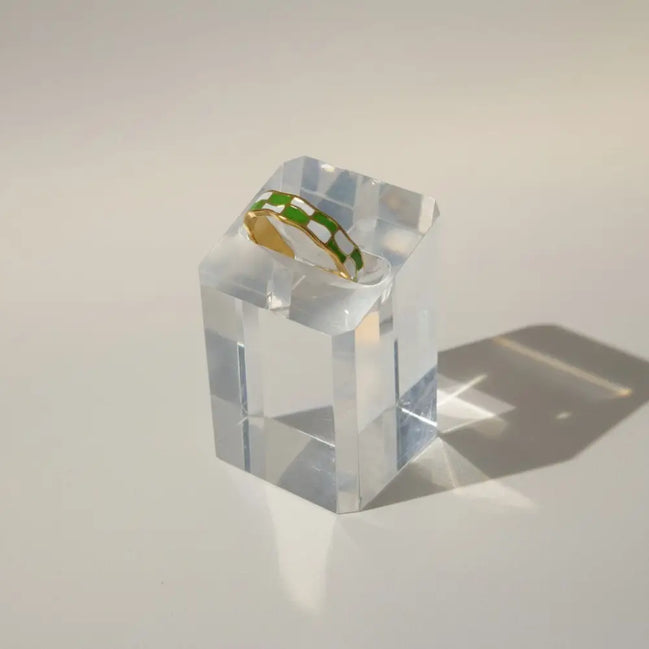 Aeriselle-Eclipse Chequered Ring Green-Edelstahl Gold & Silver - Gold - Ringe