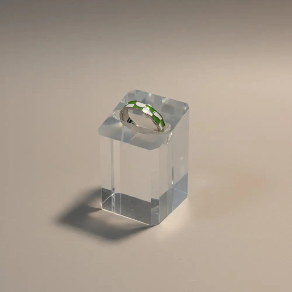 Aeriselle-Eclipse Chequered Ring Green-Edelstahl Gold & Silver - Silber - Ringe