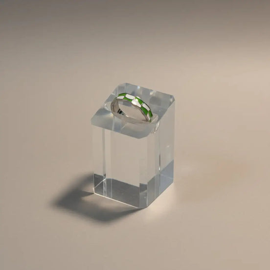 Aeriselle-Eclipse Chequered Ring Green-Edelstahl Gold & Silver - Silber - Ringe