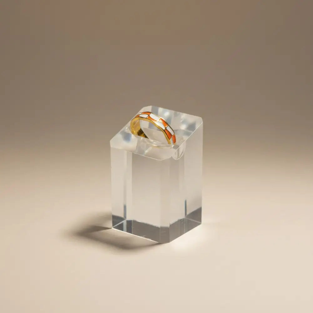 Aeriselle-Eclipse Chequered Ring Orange-Edelstahl Gold & Silver - Gold - Ringe