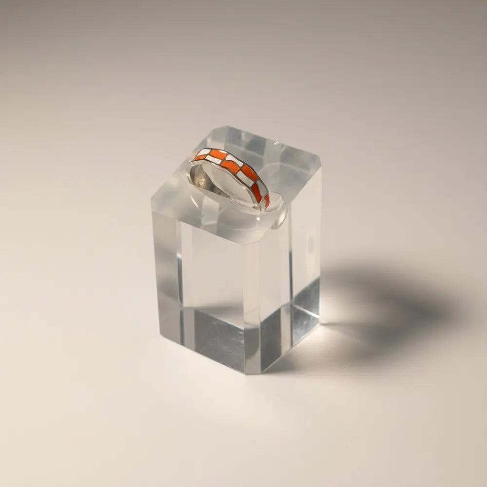 Aeriselle-Eclipse Chequered Ring Orange-Edelstahl Gold & Silver - Silber - Ringe
