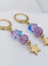 Lila und gold edestahl ohrringe mit stern anhanger
