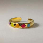Aeriselle-Joy Spirit Smiley Ring -Edelstahl Gold & Silver - Gelb - Ringe