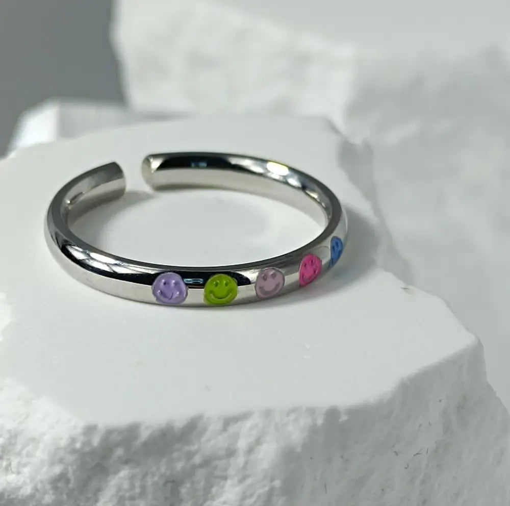 Aeriselle-Joy Spirit Smiley Ring -Edelstahl Gold & Silver - Ringe