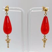 Rot und gold Ohrringe mit Magic Wand Anhanger