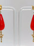 Rot und gold Ohrringe mit Magic Wand Anhanger