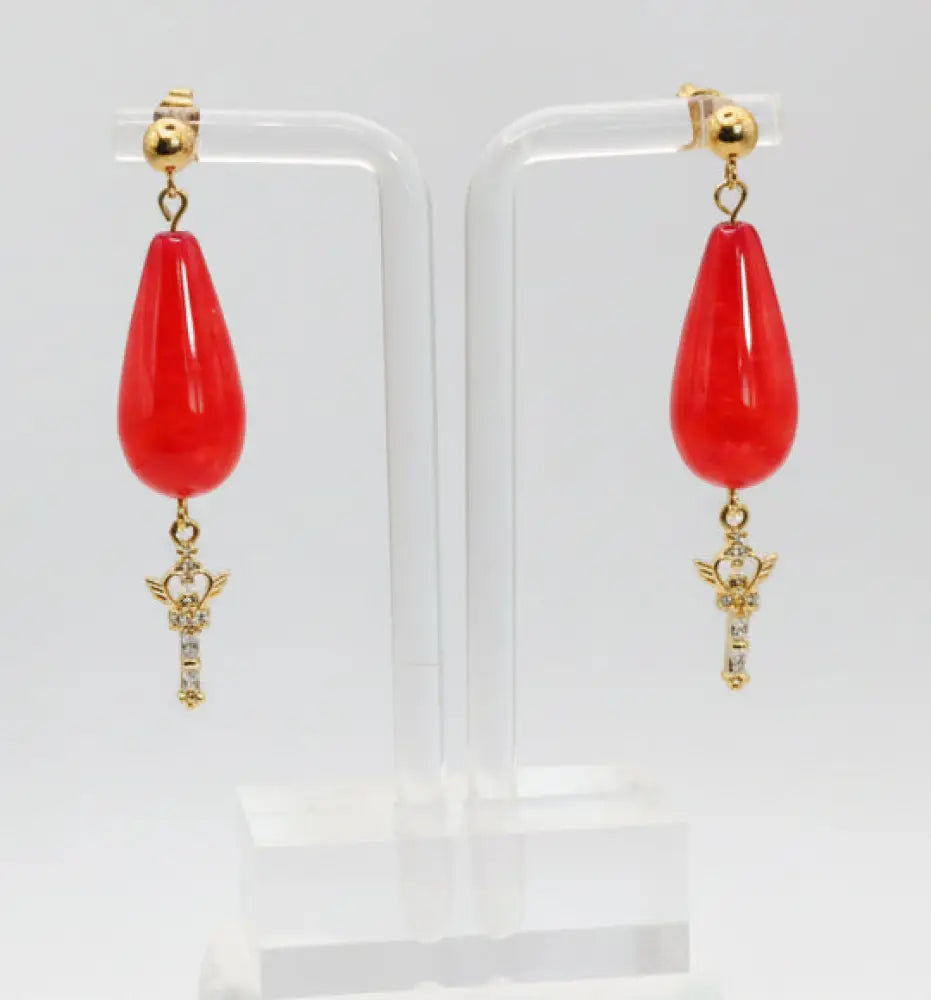 Aeriselle-Mage the Red Moon Earrings-Edelstahl & Zirkonia Gold - Ohrringe