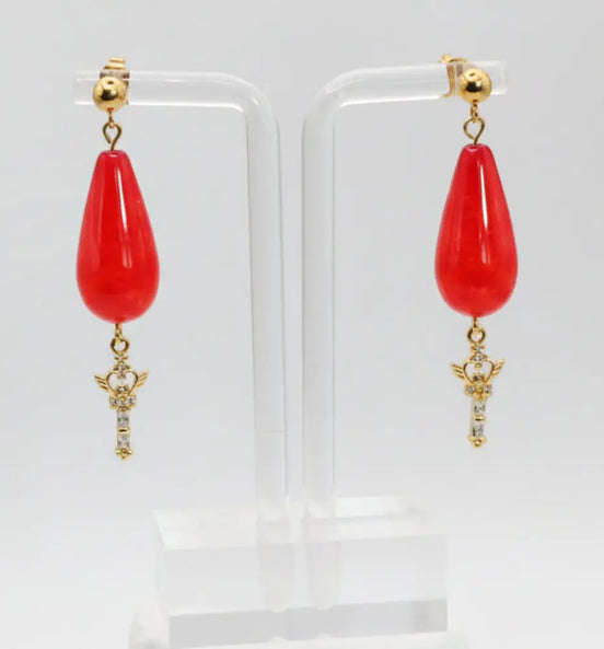 Aeriselle-Mage the Red Moon Earrings-Edelstahl & Zirkonia Gold - Ohrringe