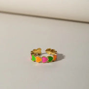 Aeriselle-Neon Sakura- Edelstahl Multi Colour & Pink Silver & Pink Gold - Mehrfarbig - Ringe