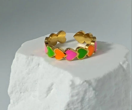 Aeriselle-Neon Sakura- Edelstahl Multi Colour & Pink Silver & Pink Gold - Ringe