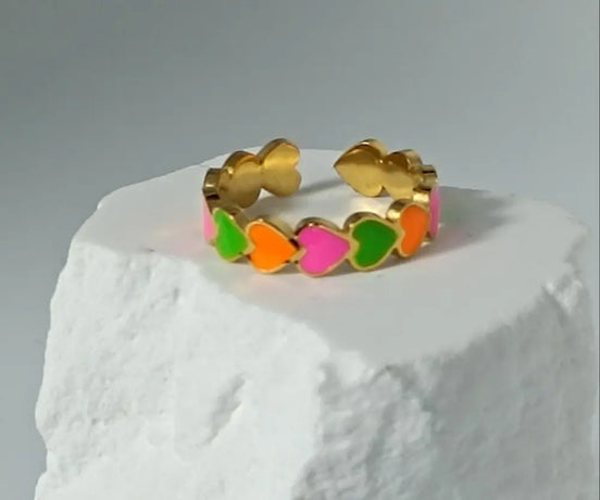 Aeriselle-Neon Sakura- Edelstahl Multi Colour & Pink Silver & Pink Gold - Ringe