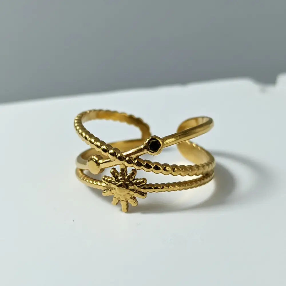 Aeriselle-Orbits Around Sun Ring-Edelstahl Gold - Ringe