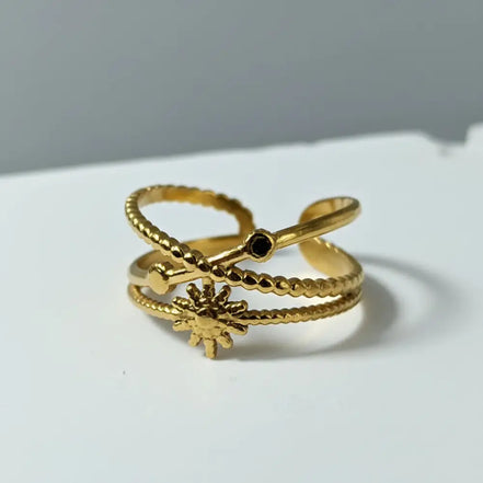 Aeriselle-Orbits Around Sun Ring-Edelstahl Gold - Ringe