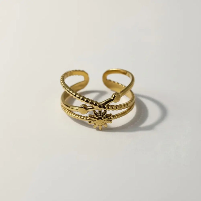 Aeriselle-Orbits Around Sun Ring-Edelstahl Gold - Ringe