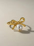 Aeriselle-Pearl Ribbon Ring- Edelstahl Gold White - Ringe