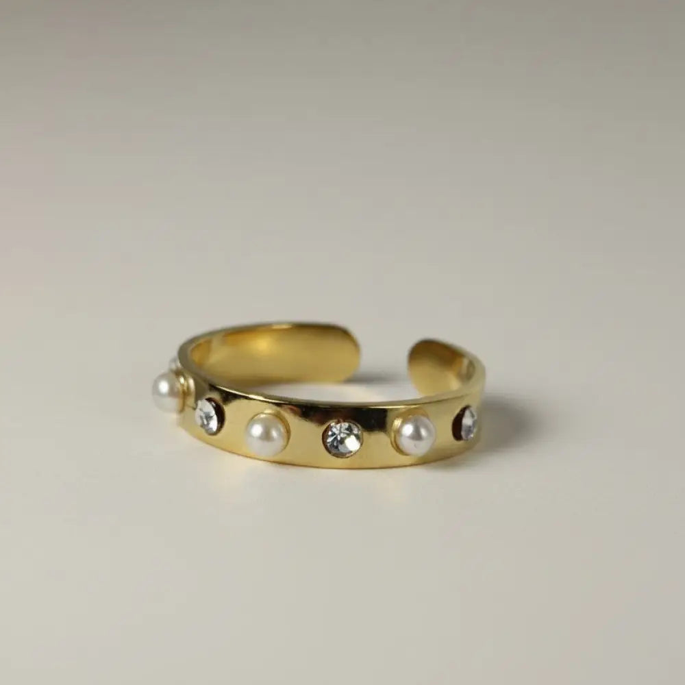 Aeriselle- Pearl Ring – Edelstahl Sun Gold & Moon Silver - Gold - Ringe