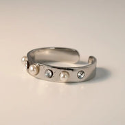 Aeriselle- Pearl Ring – Edelstahl Sun Gold & Moon Silver - Silber - Ringe