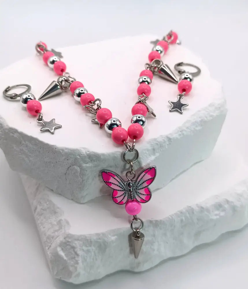 Aeriselle-Pink Butterfly Fairies Earrings-Edelstahl Gold & Silver - Ohrringe