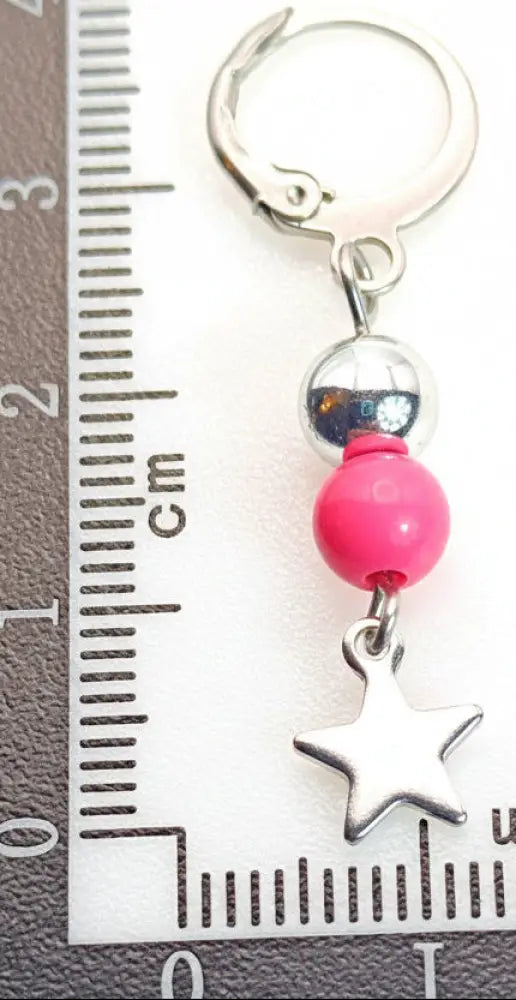 Silber und Rosa Ohrringe mit Stern Anhanger