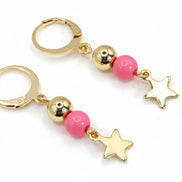 Gold und Rose Edestahl Ohrringe mit Stern Anhanger