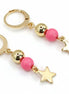 Gold und Rose Edestahl Ohrringe mit Stern Anhanger