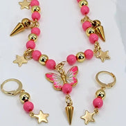 Aeriselle-Pink Butterfly Fairies Earrings-Edelstahl Gold & Silver - Ohrringe