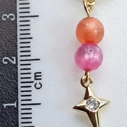 Gold Ohrringe Orange und Rosa mit Stern Anhanger