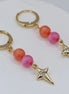 Gold Ohrringe Orange und Rosa mit Stern Anhanger